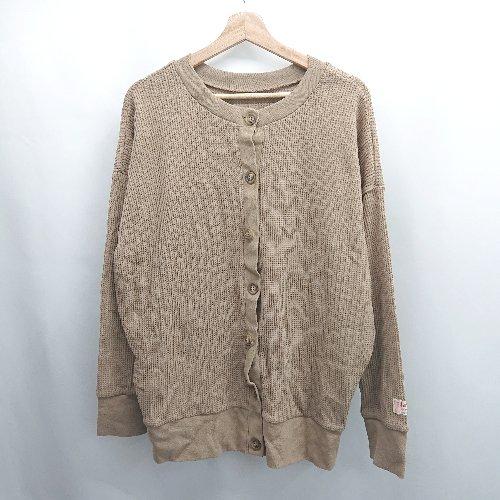 ◇ ⊇ Java　ジャバ カジュアル系 長袖 ワッフルサーマルカーディガン サイズM ブラウン系 メ...