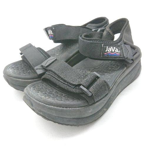 ◇ ⊂ Java　ジャヴァ 夏　海　ビーチ マジックテープサンダル サイズ23.5 ブラック系 レデ...