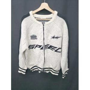 ◇ ⊇ JaVa ジャバ ダブルジップ ジャガード 長袖 ニット ブルゾン サイズM アイボリー系 ...