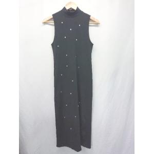 ◇ ⊂ ZARA ザラ ビジュー ハイネック ノースリーブ 膝下丈 ワンピース サイズEUR M U...