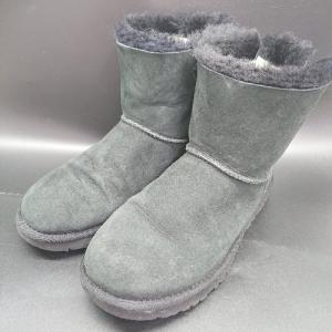 ■ ⊇ UGG アグ F27014D ロゴ リボン ムートン ショート ミニ ベイリー ボウ ブーツ サイズ23 ブラック系 レディース E