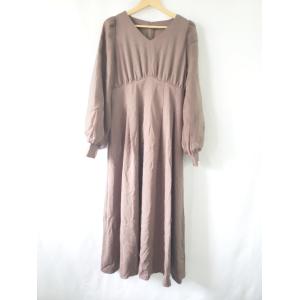 ◇ Θ FILLOU Vネック 長袖 ロング ワンピース サイズXL ブラウン系 レディース E