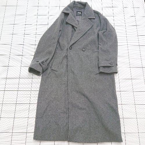 ■ ⊇ ZARA ザラ 防寒性良好 長袖 ウールロングコート サイズXS グレー系 レディース メン...