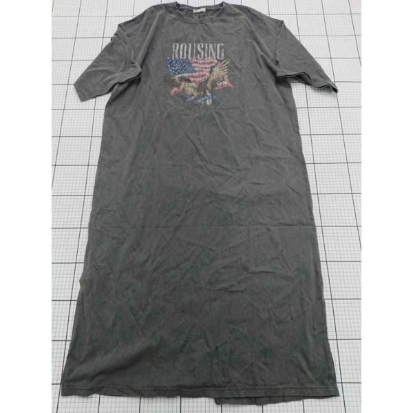 ◇ サイズ Java ロゴプリントロング丈Tシャツ チャコール系 XL レディース E