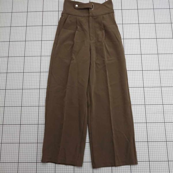◇ ⊂ ?INTER FACTORY ハイウエストワイドパンツ ブラウン系 M レディース E