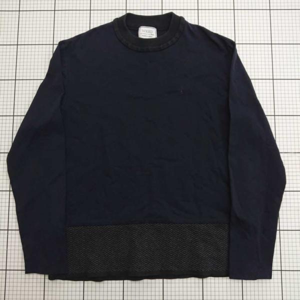 ◇ ⊆ WKED（WRAPINKNOT &amp; Edifice）長袖カットソー ネイビー系×チャコール系...