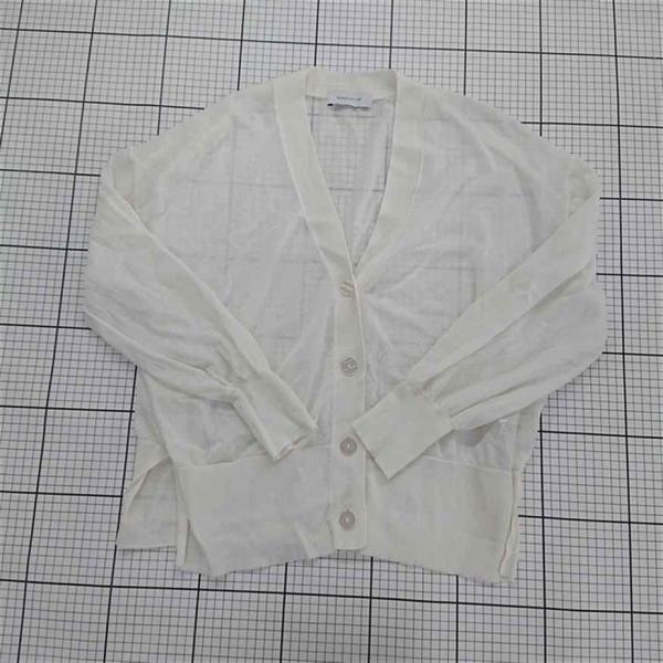 ◇ ⊂ Simplicite シンプリシテェ サイドスリット シアー 長袖 ニット カーディガン ホ...