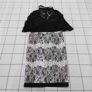 ◇ Θ dazzystore デイジーストア カップ付き レース 五分袖 膝丈 キャバ ドレス サイズM ブラック系 レディース E