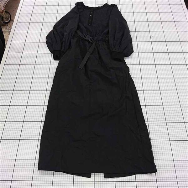 ◇ ⊇ JaVa ジャバ シャカシャカ バックルベルト 長袖 ロング丈 ワンピース サイズM ブラッ...