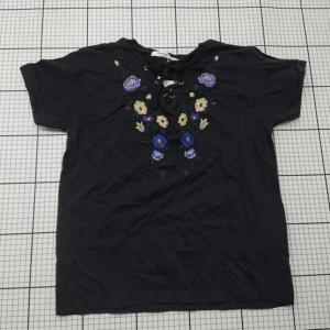 ◇ ⊂ ems excite エムズエキサイト 花柄 半袖 Tシャツ サイズM ブラック系 レディース E