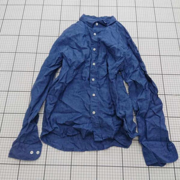 ◇ ⊂ 無印良品 シンプル系 長袖 長袖シャツ サイズL ブルー系 メンズ E