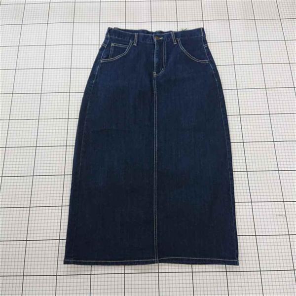 ◇ Θ nod ストレッチ バックスリット リサイクルデニム ロング セミタイト スカート サイズL...