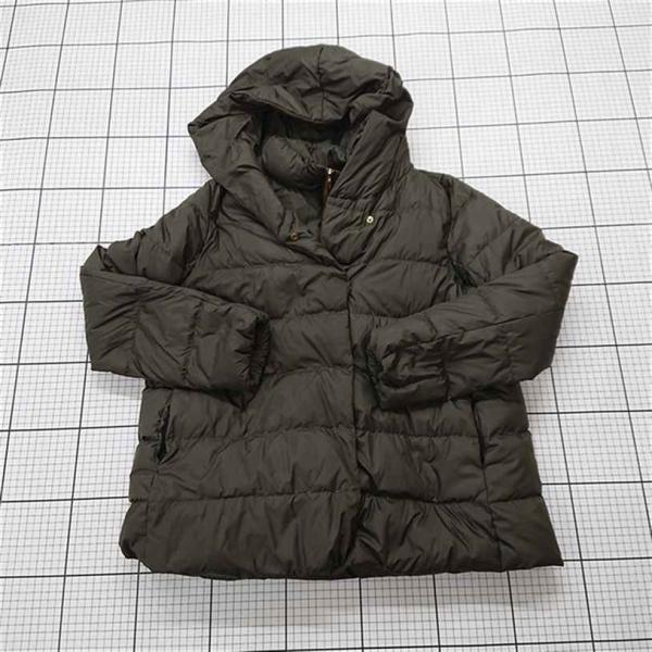 ◇ ⊇ noa-ge ノアジェ ダウンジャケット フード付き カーキ系 M レディース E