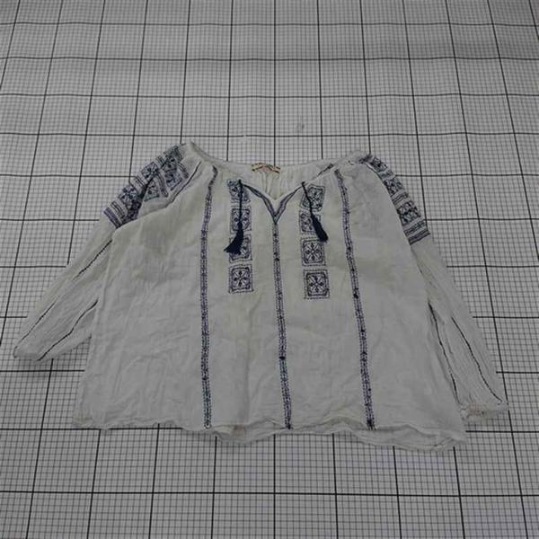 ◇ Θ エーアイシー A・I・C コットン刺繍ブラウス ホワイト系 M レディース E