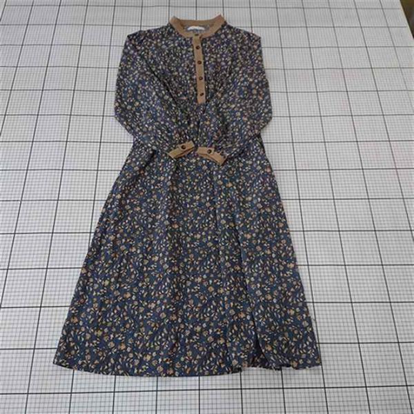 ◇ Θ シーナデルレイ SHEENA DEL RAY 花柄ロングワンピース ブルー系 Mサイズ レデ...