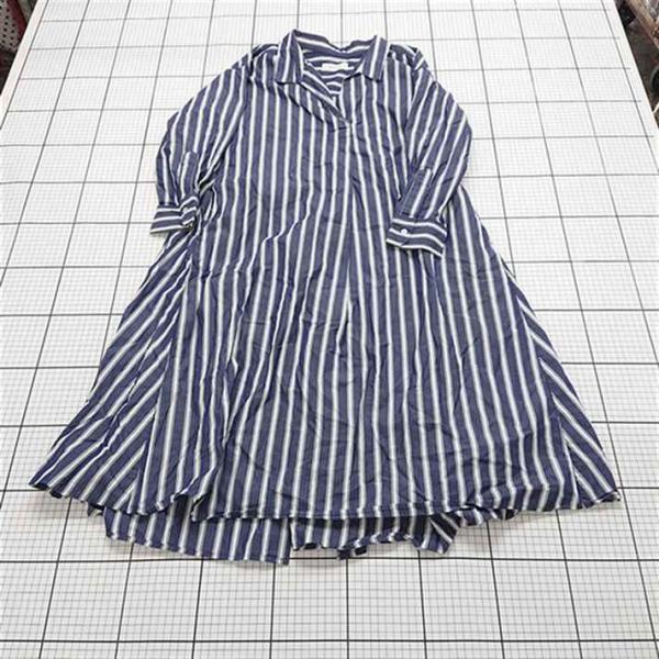 ◇ Θ ワンピース シンプリシテエ SIMPLICITE ストライプシャツワンピース コットン ネイ...