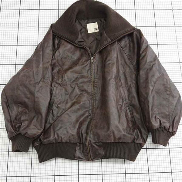 ◇ ⊇ ジャバ JaVa レザー調ブルゾン ブラウン系 メンズ E