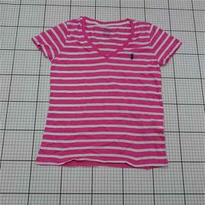 ◇ ⊂ ポロ ラルフローレン POLO RALPH LAUREN ボーダーVネックTシャツ ピンク系 レディース S E