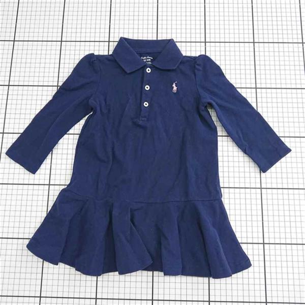 ◇ ⊂ ワンピース ラルフ ローレン Ralph Lauren キッズ長袖ワンピース ネイビー 12...
