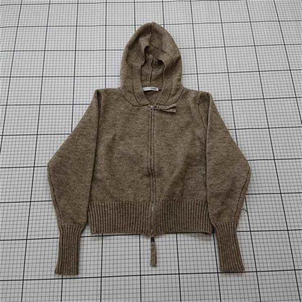 ◇ Θ バイムニール by muni:r フーデッドジップアップニットパーカー ベージュ系 レディー...