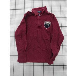 ◇ ⊇ ポロ ラルフローレン Polo Ralph Lauren ラグビーシャツ 長袖 ボルドー系 キッズ E