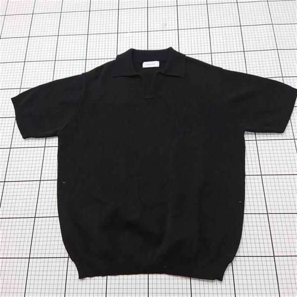 ◇ Θ インターファクトリー INTER FACTORY 半袖ニットポロシャツ ブラック系 メンズ ...