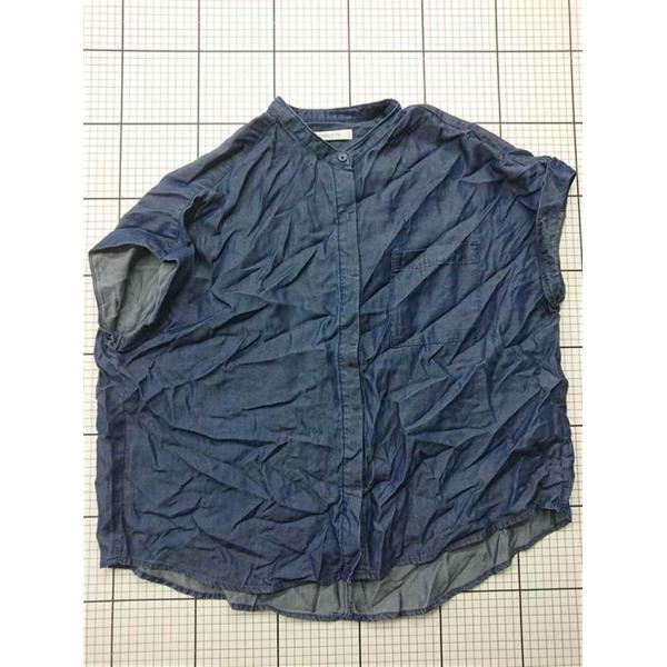 ◇ ⊂ SIMPLICITE サンプリシテ デニム調 フレンチスリーブシャツ インディゴ系 E