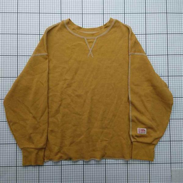 ◇ Θ ジャバ JaVa JV1260065 ワッフル長袖カットソー Lサイズ マスタード系 レディ...