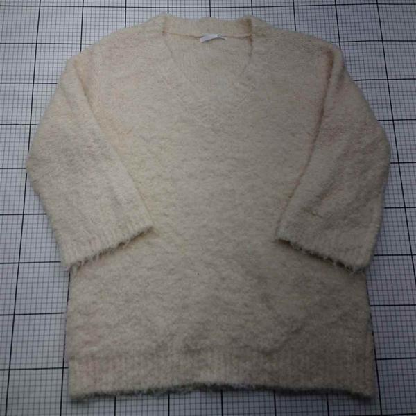 ◇ Θ バイムニール by muni:r Vネックモヘア混ニットセーター アイボリー系 レディース ...