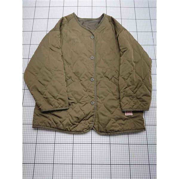 ◇ Θ ジャバ JaVa キルティングノーカラージャケット clf014 カーキ系 Mサイズ レディ...