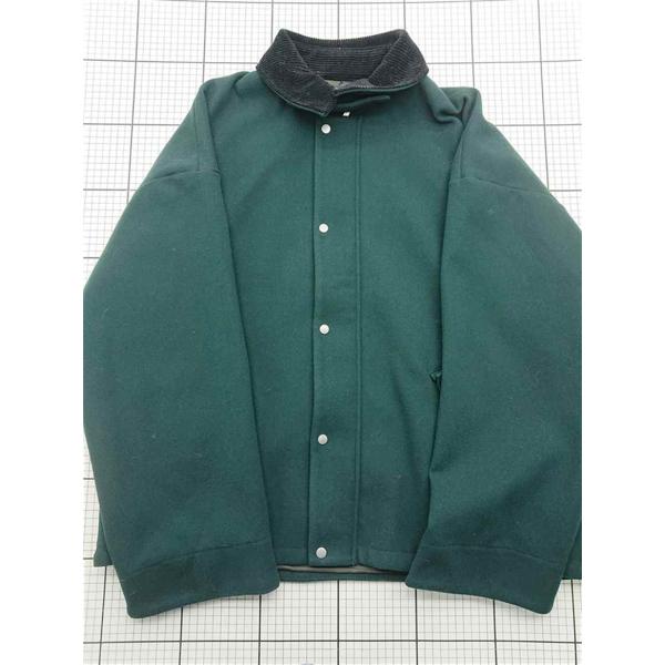 ◇ Θ ジュンレッド JUNRED コーデュロイ襟 ウール調ジャケット メンズ Lサイズ グリーン系...