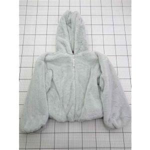 ◇ ⊇ ラブトキシック Lovetoxic フェイクファー ジップアップパーカー Lサイズ グレー系 キッズ E
