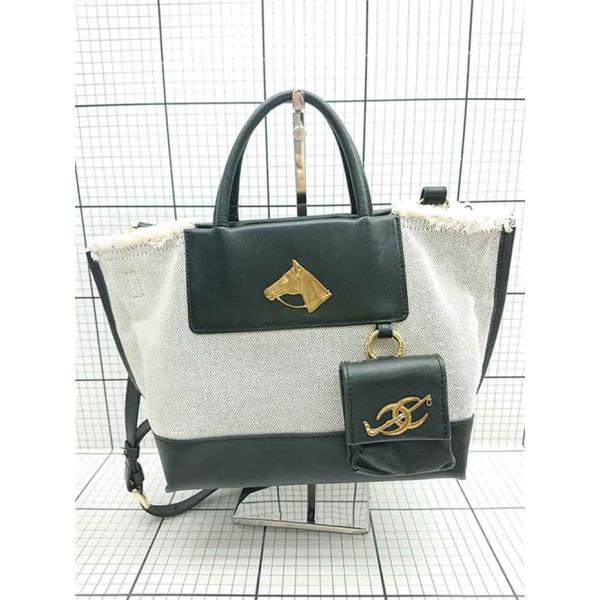 ◇ Θ ジャックゴム JACQUES CHARM EAR 2WAYトートバッグ ブラック系 レディー...