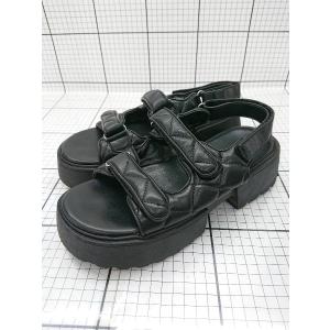 ◇ ⊂ リエディ Re:EDIT キルティング厚底 スポーツサンダル ブラック系 25.0cm レディース E