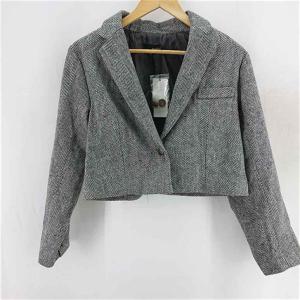 ◇ Θ リエディ Re:EDIT ヘリンボーン柄 ショート丈ジャケット シングルボタン グレー系 Mサイズ レディース E