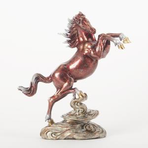 高岡銅器 馬の置物／午 曙光 正晴作品 木製板付 : 檜屋美術館 - 通販