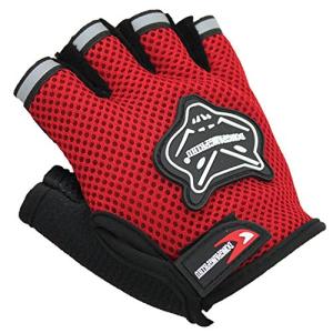 サイクリンググローブ キッズ ハーフ グローブ メッシュ ロードバイク 自転車 サバゲー スポーツ用 ジュニア 8-12歳通気性 高弾力 耐磨耗性 薄手 無地