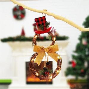クリスマスリース 40×20 雪だるま LEDライト Xmas リース 造花 花輪 アートフラワー 照明 クリスマス 玄関 ドア 飾り 装飾