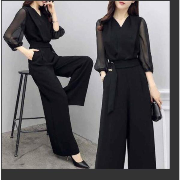 【値下げ】着るだけで美しいシルエット 痩せみえ効果 結婚式 二次会 ママ コーデ パンツドレス 大き...