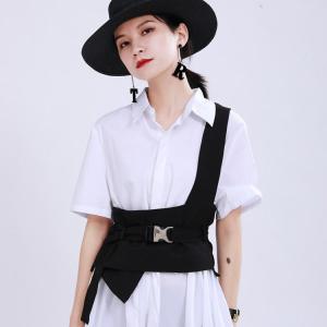 ベスト レディース トップス 不規則 イレギュラー 変形 個性的 コルセットベルト サッシュベルト ハイウエスト 幅広 太ベルト ウエストマーク