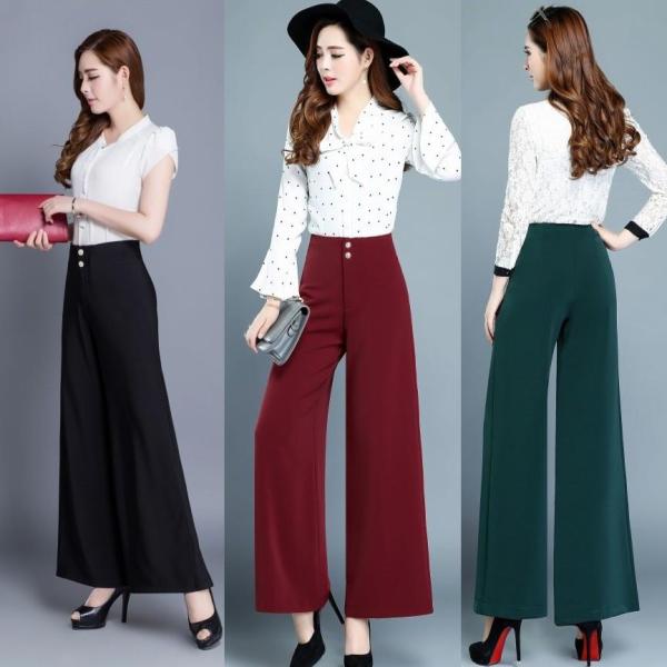 春秋ガウチョパンツ スカンツ ゆったり ハイウエスト ワイドパンツ スラックス ボトムス スーツパン...