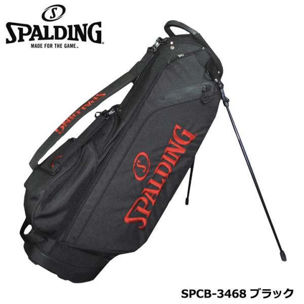 スポルディング 9.5型キャディバッグ SPCB-3468 スタンドバッグ (ブラック)  ６分割 ...