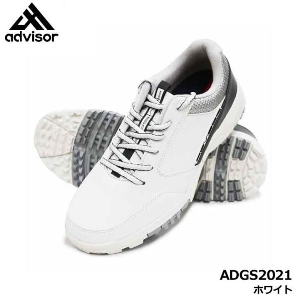 アドバイザー ADGS2021 スパイクレス ゴルフシューズ ホワイト  幅広4Eワイド 超軽量 a...