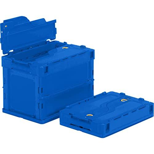 トラスコ中山(TRUSCO) 薄型折りたたみコンテナ 20Lロックフタ付 ダークブルー TR-C20...