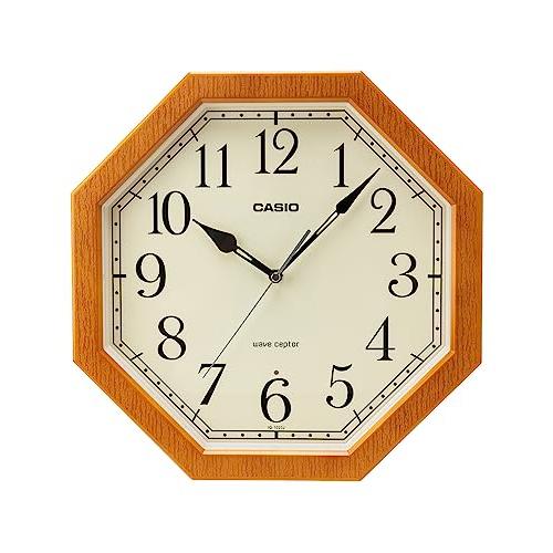 CASIO(カシオ) 壁掛け時計 壁掛け時計 電波時計 木目調 ステップ秒針 夜間秒針停止 薄茶 和...