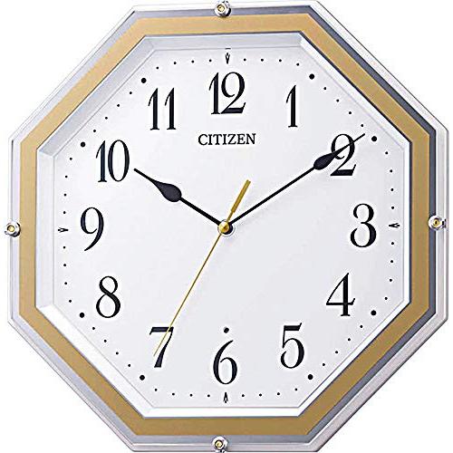 リズム(RHYTHM) シチズン 掛け時計 電波時計 アナログ 連続秒針 八角 茶色 30.5x30...