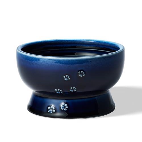 猫壱 猫用 脚付ボウル 美濃焼 日本製(ブルー, ウォーター) 電子レンジ&amp;食器洗浄機対応