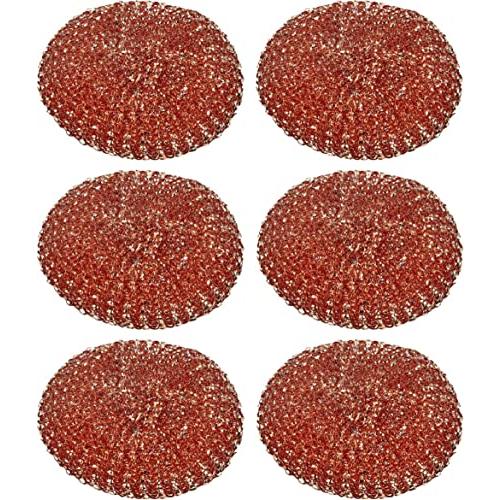 富士商 たわし 銅 キッチンスポンジ 6個入 直径9×厚さ2cm 雑菌の繁殖を防止 頑固な汚れに 純...