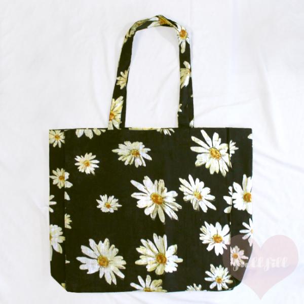 トートバッグ レディース 大き目 花柄 マーガレット デイジー コットン リネン 麻 バッグ 鞄 か...