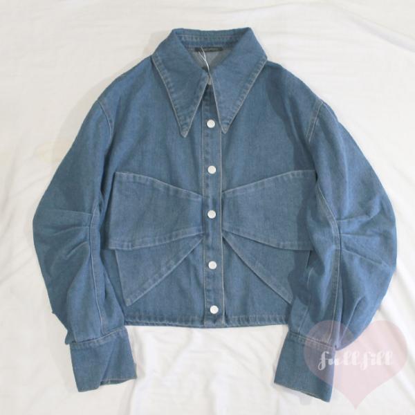 ブラウス 長袖 レディース リボン Gジャン デニム ジャケット 20代 30代 40代 50代 前...